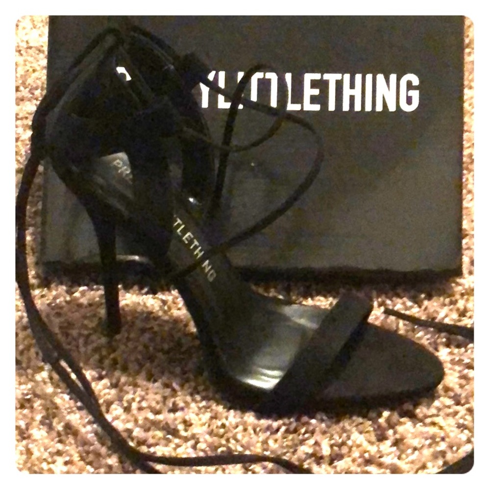 Black strap heels